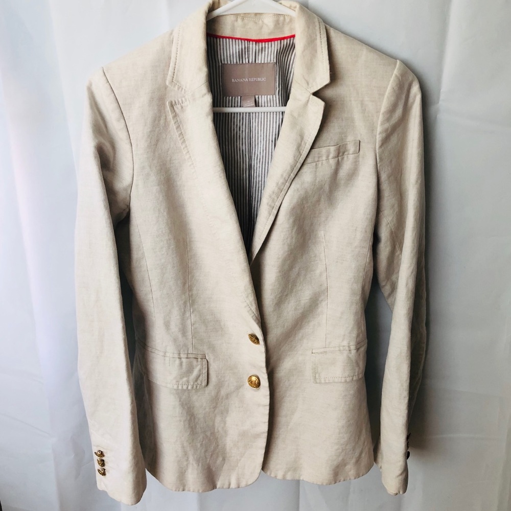 Beige Banana Republic Linen Blazer